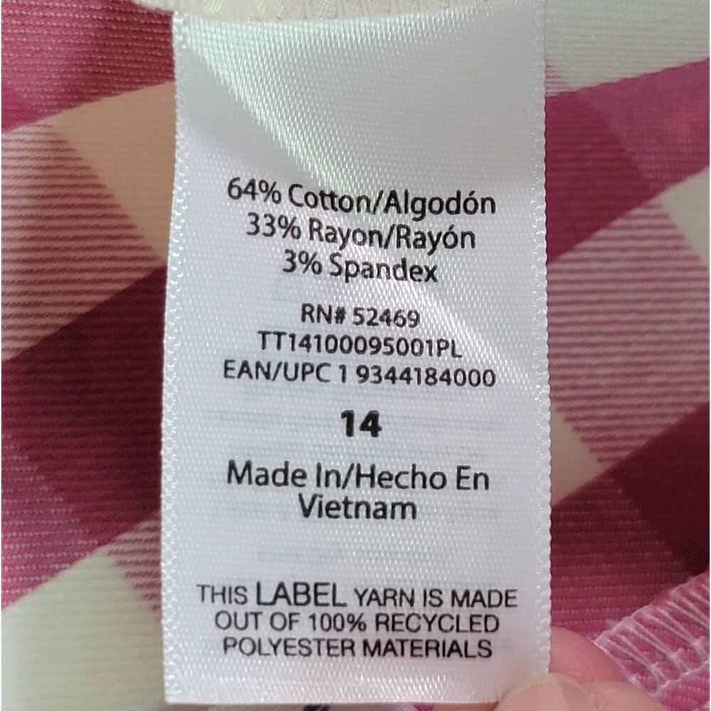 2/$15 Time and Tru Fuchsia Pink White Gingham Check Capri Crop Pants Women's 14 - Picture 8 of 15